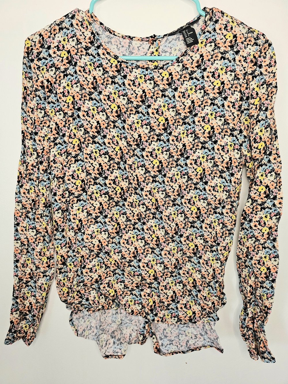 H&M Floral Long Sleeve Blouse Size 6 Multicolor Ditsy Flower Top